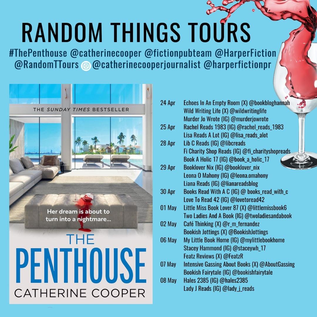Hannah | Echoesinanemptyroom (@bookbloghannah) on Twitter photo Today I am on the blog tour for The Penthouse by <a href="/catherinecooper/">Catherine Cooper</a>
here are my thoughts:
echoesinanemptyroom.com/2025/04/24/the…
Thank you to <a href="/RandomTTours/">Random Things Tours 🇺🇦</a> <a href="/fictionpubteam/">HarperFiction PR</a> for sending me a copy.
#ThePenthouse
Check out other bloggers on this tour here: Today I am on the blog tour for The Penthouse by <a href="/catherinecooper/">Catherine Cooper</a>
here are my thoughts:
echoesinanemptyroom.com/2025/04/24/the…
Thank you to <a href="/RandomTTours/">Random Things Tours 🇺🇦</a> <a href="/fictionpubteam/">HarperFiction PR</a> for sending me a copy.
#ThePenthouse
Check out other bloggers on this tour here: