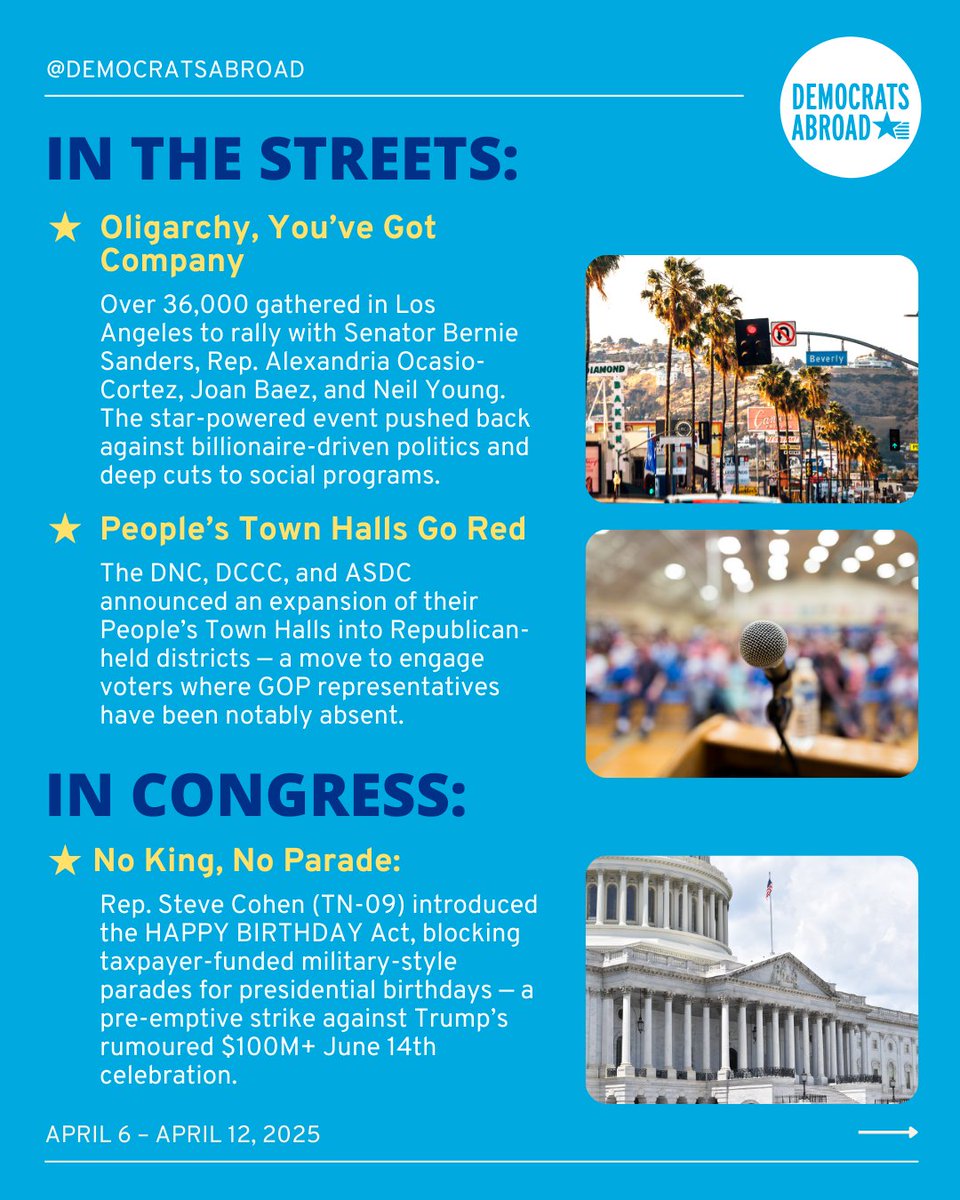 DALionCity's tweet photo. Resistance is global and growing! This week showed what happens when we fight back.
Swipe through for highlights ✊
#ResistanceRoundup #DemocratsAbroad #ProtectVotingRights #DemocracyInAction https://t.co/6TXfIkHiSM
