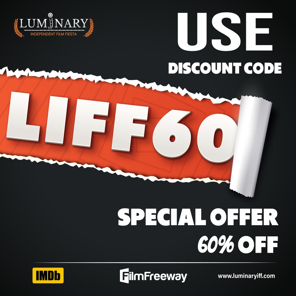 Our regular deadline is on this 4th May! Just 9 days away! Before that submit your project using our discount code LIFF60 to get 60% discount. Secure an early spot at our festival.
filmfreeway.com/LuminaryIndepe…

#FilmFestival #Cinéma #Directors #MovieMakers #París #OnlineFilmFestival