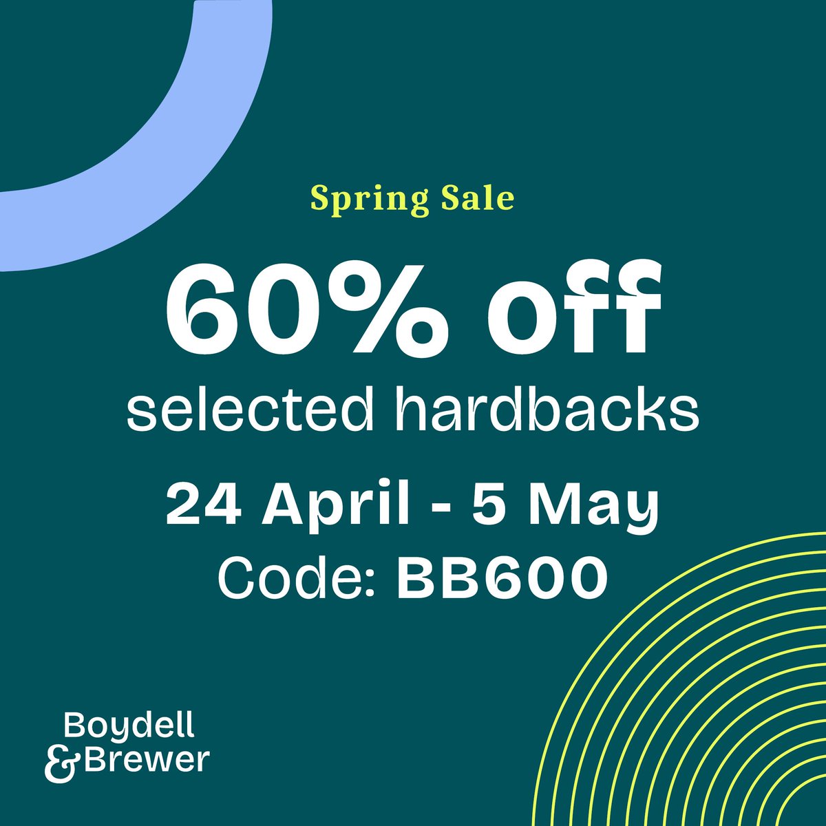 🚨 60% OFF SALE NOW ON! Save on most hardbacks published before July 2024 in our Spring sale! Use BB600 at the checkout to claim your discount. Browse and view the full list of included books &gt; buff.ly/KZBcB2T 
#BookSale #History #Music #Literature