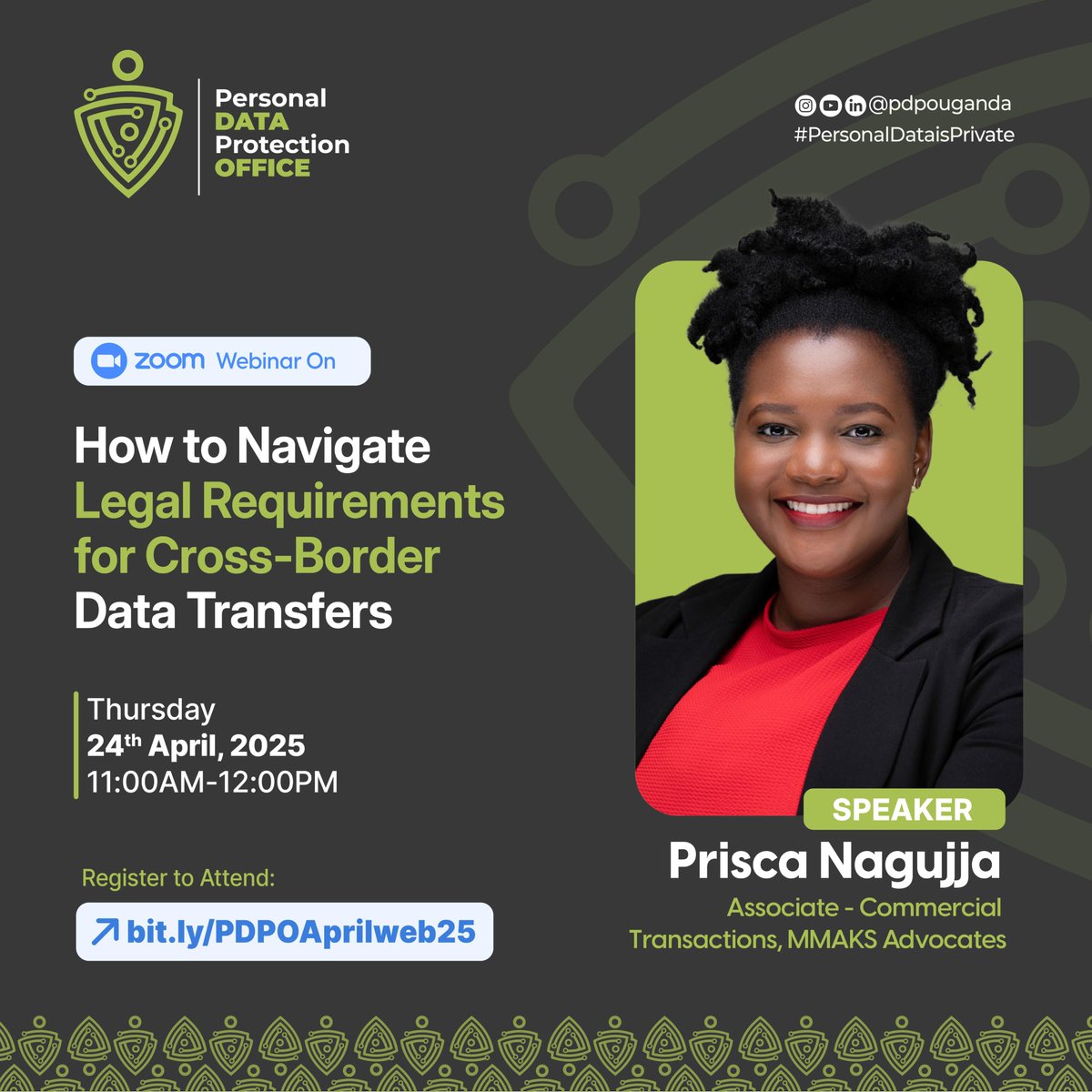 Personal Data Protection Office, Uganda (@pdpoug) on Twitter photo Have you registered? You can't afford to miss this!
Join us today at 11:00๐๐, for a webinar on; ๐๐จ๐ฐ ๐ญ๐จ ๐๐๐ฏ๐ข๐ ๐๐ญ๐ ๐๐๐ ๐๐ฅ ๐๐๐ช๐ฎ๐ข๐ซ๐๐ฆ๐๐ง๐ญ๐ฌ ๐๐จ๐ซ ๐๐ซ๐จ๐ฌ๐ฌ-๐๐จ๐ซ๐๐๐ซ ๐๐๐ญ๐ ๐๐ซ๐๐ง๐ฌ๐๐๐ซ๐ฌ.
Register here: bit.ly/PDPOAprilweb25 Have you registered? You can't afford to miss this!
Join us today at 11:00๐๐, for a webinar on; ๐๐จ๐ฐ ๐ญ๐จ ๐๐๐ฏ๐ข๐ ๐๐ญ๐ ๐๐๐ ๐๐ฅ ๐๐๐ช๐ฎ๐ข๐ซ๐๐ฆ๐๐ง๐ญ๐ฌ ๐๐จ๐ซ ๐๐ซ๐จ๐ฌ๐ฌ-๐๐จ๐ซ๐๐๐ซ ๐๐๐ญ๐ ๐๐ซ๐๐ง๐ฌ๐๐๐ซ๐ฌ.
Register here: bit.ly/PDPOAprilweb25