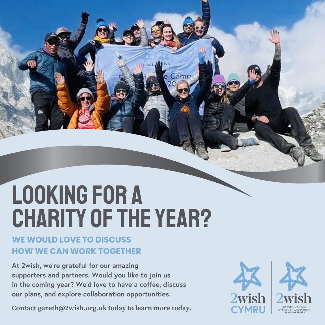 2wish Cymru (@2wishcymru) on Twitter photo We're lucky to work with amazing supporters and partners at 2wish 💙
Want to join our community this year? Let’s grab a coffee & chat! Whether it’s headlining a fundraiser or rallying your team, there are loads of ways to get involved.
For more info, email gareth@2wish.org.uk We're lucky to work with amazing supporters and partners at 2wish 💙
Want to join our community this year? Let’s grab a coffee & chat! Whether it’s headlining a fundraiser or rallying your team, there are loads of ways to get involved.
For more info, email gareth@2wish.org.uk