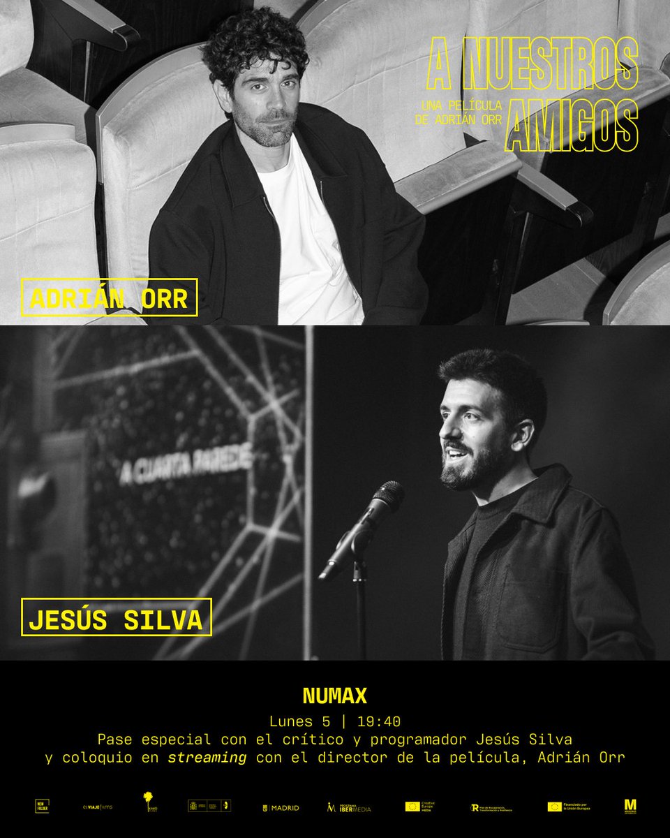 💙 #ANuestrosAmigos llega a <a href="/numaxcoop/">NUMAX</a> en un pase único presentado por el crítico y programador #JesúsSilva, y donde también tendremos coloquio en streaming con el director, #AdriánOrr.

🗓 Lunes 5 de mayo, 19:40 h
📍 <a href="/numaxcoop/">NUMAX</a>
🎟 bit.ly/43x51aN

#Cartelera #Cine
