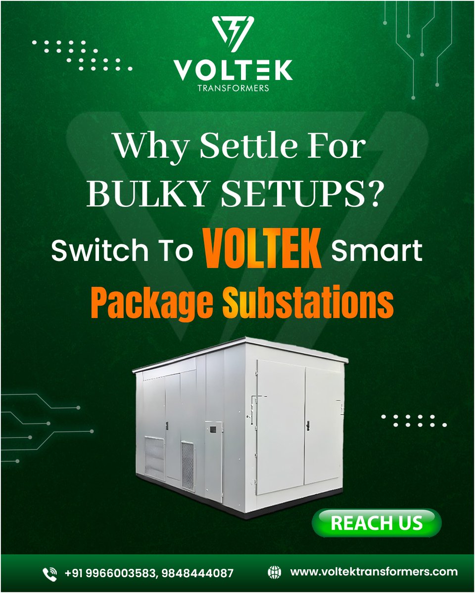 voltek_official's tweet image. Say goodbye to space-hogging electrical setups!
Upgrade to Voltek Smart Package Substations – compact, efficient, and future-ready.
🌐 voltektransformers.com
#VoltekTransformers #SmartPowerSolutions #PackageSubstations #CompactPower #IndustrialEfficiency #SmartSetup