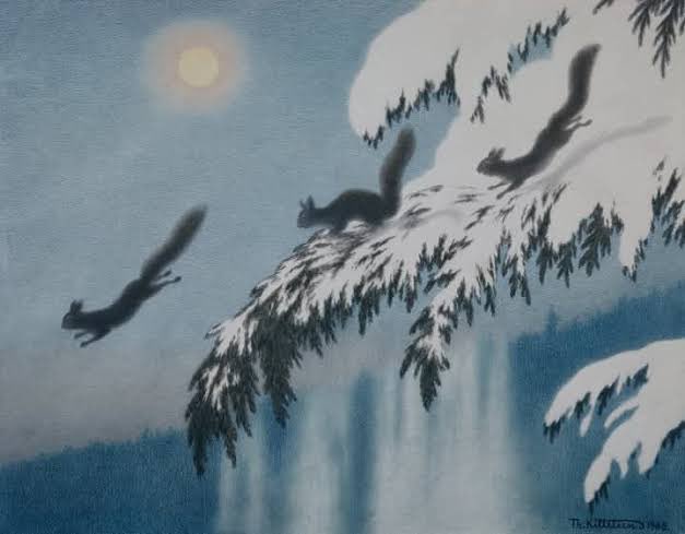 テオドール・キッテルセン《Winter Evening - Squirrel in Flight》