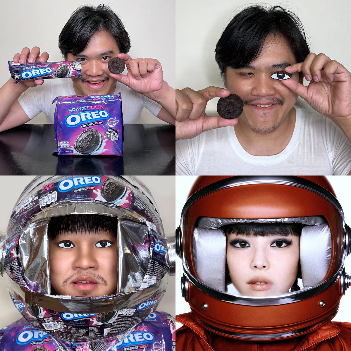 LOWCOSTCOSPLAY's tweet photo. Space Cream, Meme Dream – Oreo ส่งคุณสู่จักรวาลแบบโลว์คอส #OreoSpaceDunk https://t.co/dtFJmGIzEn