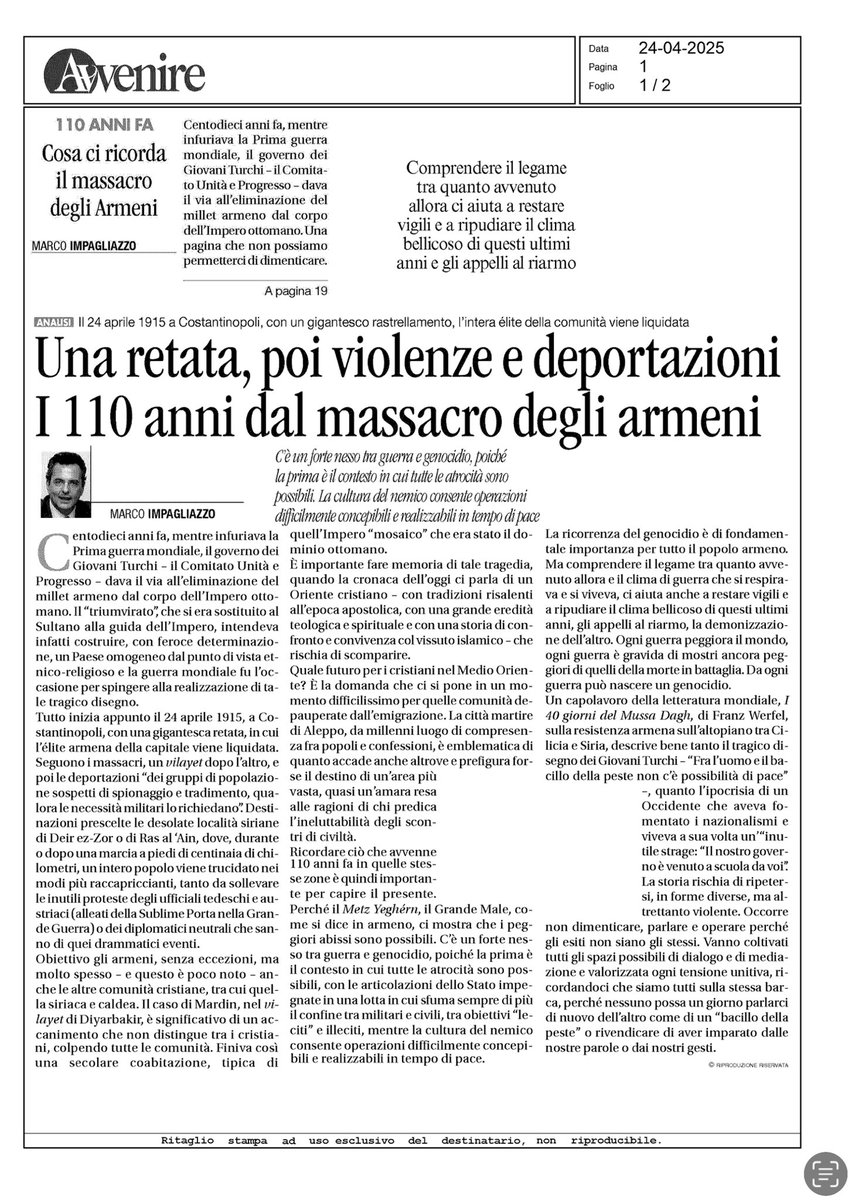#24aprile 1915: la memoria dolorosa di un “grande male”