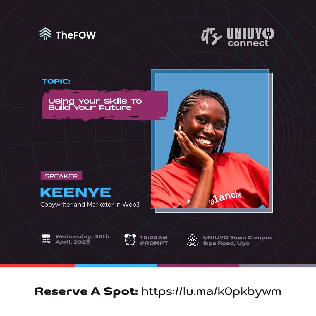 Convergence_24's tweet image. HEADS UP! 

We are excited to announce that @KayDCopywriter will be joining the stage at #UNIUYOCONNECT, on the topic &quot;Using Your Skill To Build Your Future&quot;

Keenye is a Copywriter and Marketing Manager in Web3currently serves.

Reserve your seat: lu.ma/k0pkbywm