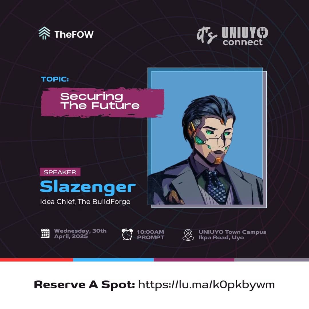 Convergence_24's tweet image. HEADS UP! 

We are excited to announce that @Oxslazenger will be joining the stage at #UNIUYOCONNECT, on the topic &quot;Securing The Future&quot;

Slazenger is the Idea Chief, The BuildForge. A serial tech founder and community builder.

Reserve your seat: lu.ma/k0pkbywm