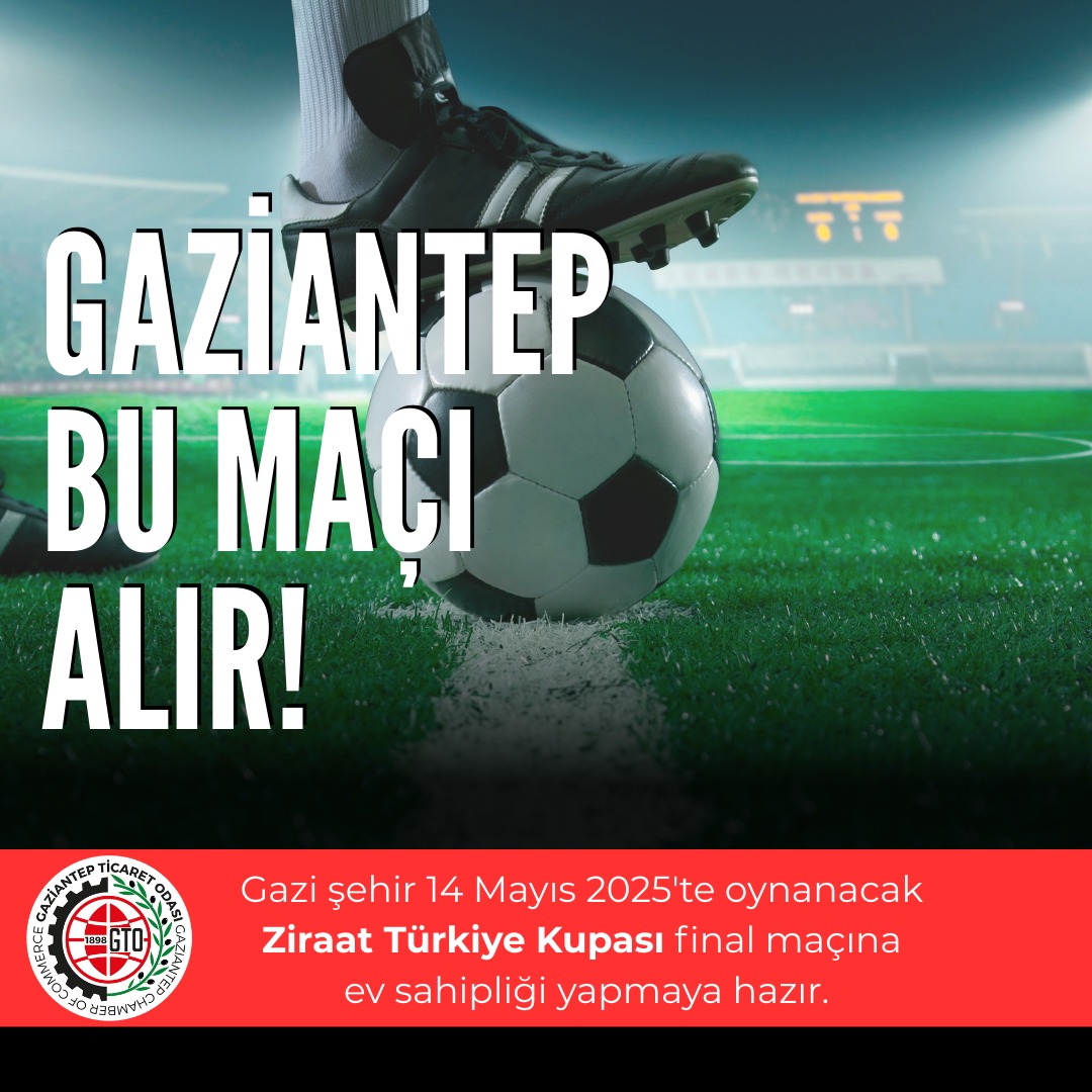 🎯 Gazi Şehir Ziraat Türkiye Kupası Finali’ne talip!

14 Mayıs 2025’te oynanacak final, sadece bir futbol mücadelesi değil; birlik, heyecan ve futbol coşkusunun tüm ülkeye yayılması için büyük bir fırsattır!

Gaziantep,
✅Modern stadyum altyapısı
✅Dinamik ve futbol tutkunu halkı