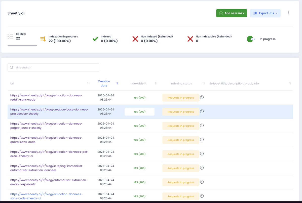 GM ☀️

Je pensais que publier 1 article de blog par jour suffirait à générer du trafic organique sur mon SaaS.

Résultat après 1 mois : 0 impression dans la Search Console.

Aujourd’hui, changement de stratégie : je force l’indexation avec <a href="/indexmenow/">indexMeNOW.com V4 : Bulk indexer Tool</a>.

On va voir ce que ça