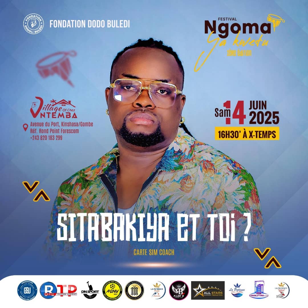 adeitho's tweet photo. #CARTESIM COACH  est au rendez-vous du Festival NGOMA YA KWETU ce Samedi 14/06/2025 à Kinshasa, Village Chez NTEMBA Réf Rond point FORESCOM PAF : 5000FC billet simple, 10$ VIP et 100$ réservation d'une table de 10 personnes, Venez nombreux. https://t.co/BxIDe15TRO