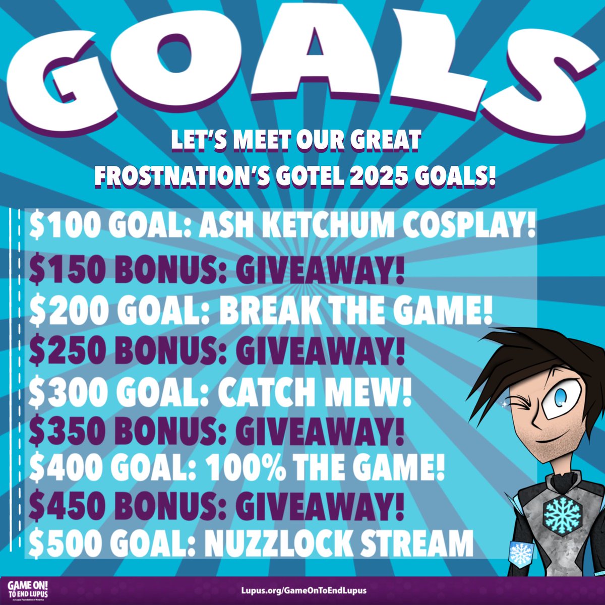TheFrostback (@thefrostback) on Twitter photo ❄️ WE ARE STREAMING FOR GOTEL THIS YEAR!❄️
For the first time I am participating in “Game On! To End Lupus” all donations and everything raised will go directly to The Lupus Foundation of America <a href="/LupusOrg/">Lupus Foundation of America</a>!
We will be running through one of the OG Pokémon Red or Blue games! ❄️ WE ARE STREAMING FOR GOTEL THIS YEAR!❄️
For the first time I am participating in “Game On! To End Lupus” all donations and everything raised will go directly to The Lupus Foundation of America <a href="/LupusOrg/">Lupus Foundation of America</a>!
We will be running through one of the OG Pokémon Red or Blue games!