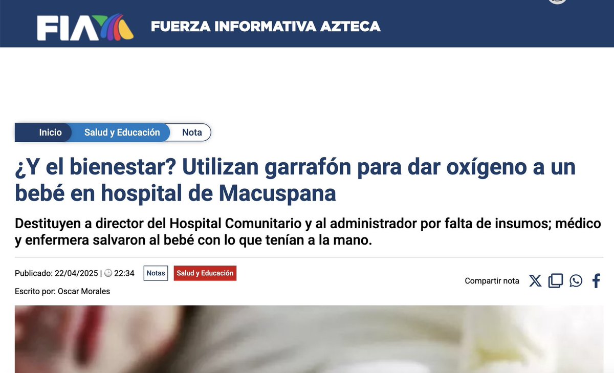 En el "sistema de salud de Dinamarca" que prometió Morena:
– 45 bebés muertos por tosferina.
– Uno más luchando por su vida con oxígeno en un garrafón en Macuspana.

Pero tranquilos, ya destituyeron a unos directivos para taparle el ojo al macho.

Qué poco vale la vida para el