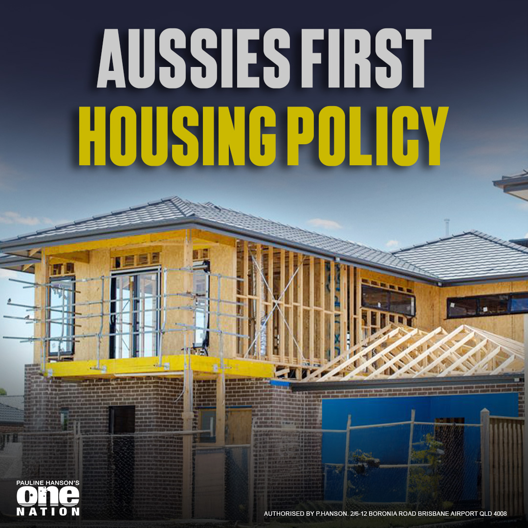 PaulineHansonOz's tweet photo. Australia’s housing crisis is a pressure cooker of bad policy.

While Labor floods the country with record immigration and layers on more red tape, Aussie families are being priced out of owning a home.

One Nation has plan to fix it:
1. Cut costs

- A five-year GST freeze on building materials to bring prices down fast

- Scrap costly new regulations - including mandatory design rules that limit your choice and blow out budgets

- Review and reform the government taxes and charges making up to 44% of new home costs

2. Ease demand

- Slash immigration and deport 75,000 unlawful migrants - freeing up housing and reducing competition for rentals and jobs

- Ban foreign ownership of Aussie homes - Australian homes are for Australians.

One Nation’s plan puts Australians first.

Affordable homes. A secure future. A fair go for families trying to get ahead.

It’s not complicated - it’s common sense.

Vote One Nation. Build a future that works for you.