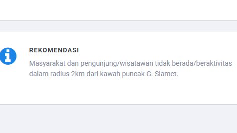 Gempa hembusan gunung Slamet meningkat.
Status masih level II (Waspada).