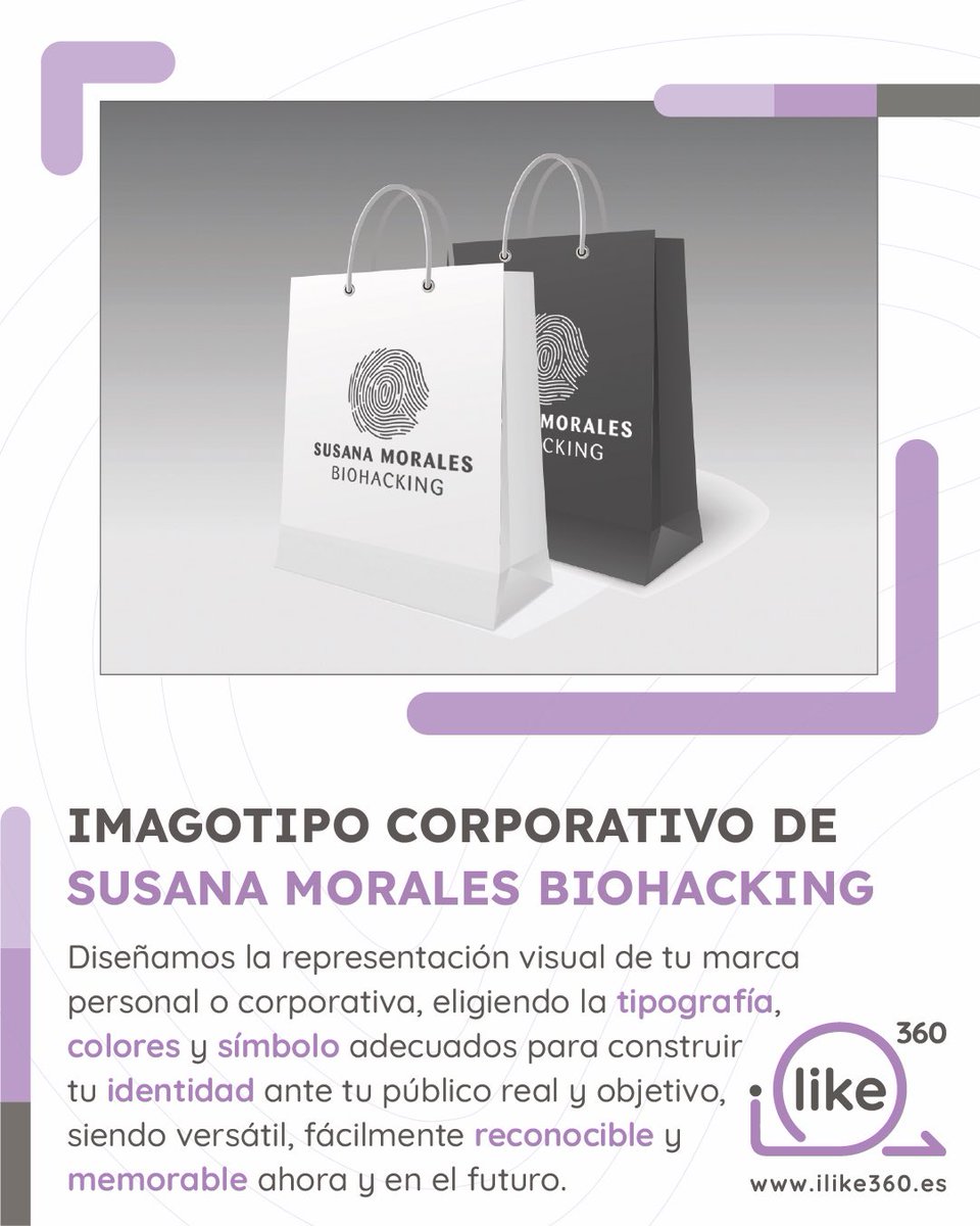 🔬✨ Cada persona es única. Cada marca también.
Este es el nuevo #imagotipo de Susana Morales, especialista en #Biohacking, donde su huella dactilar se convierte en símbolo de identidad.
En #iLike360 somos expertos en transformar ideas en una representación visual memorable.