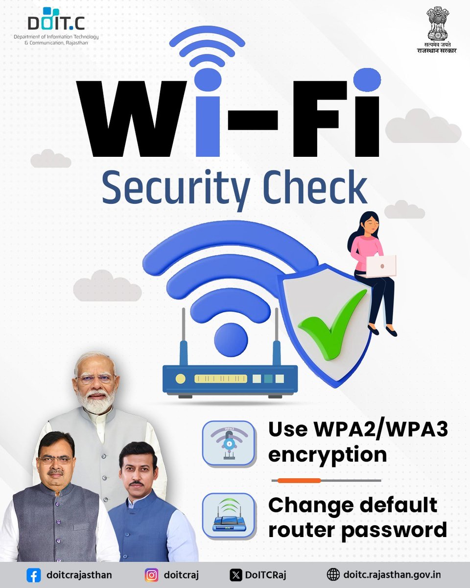 DoITCRaj's tweet image. Make sure your home network is encrypted and password-protected. Never leave it open to others.
#WiFiSafety #NetworkProtection #DOITC