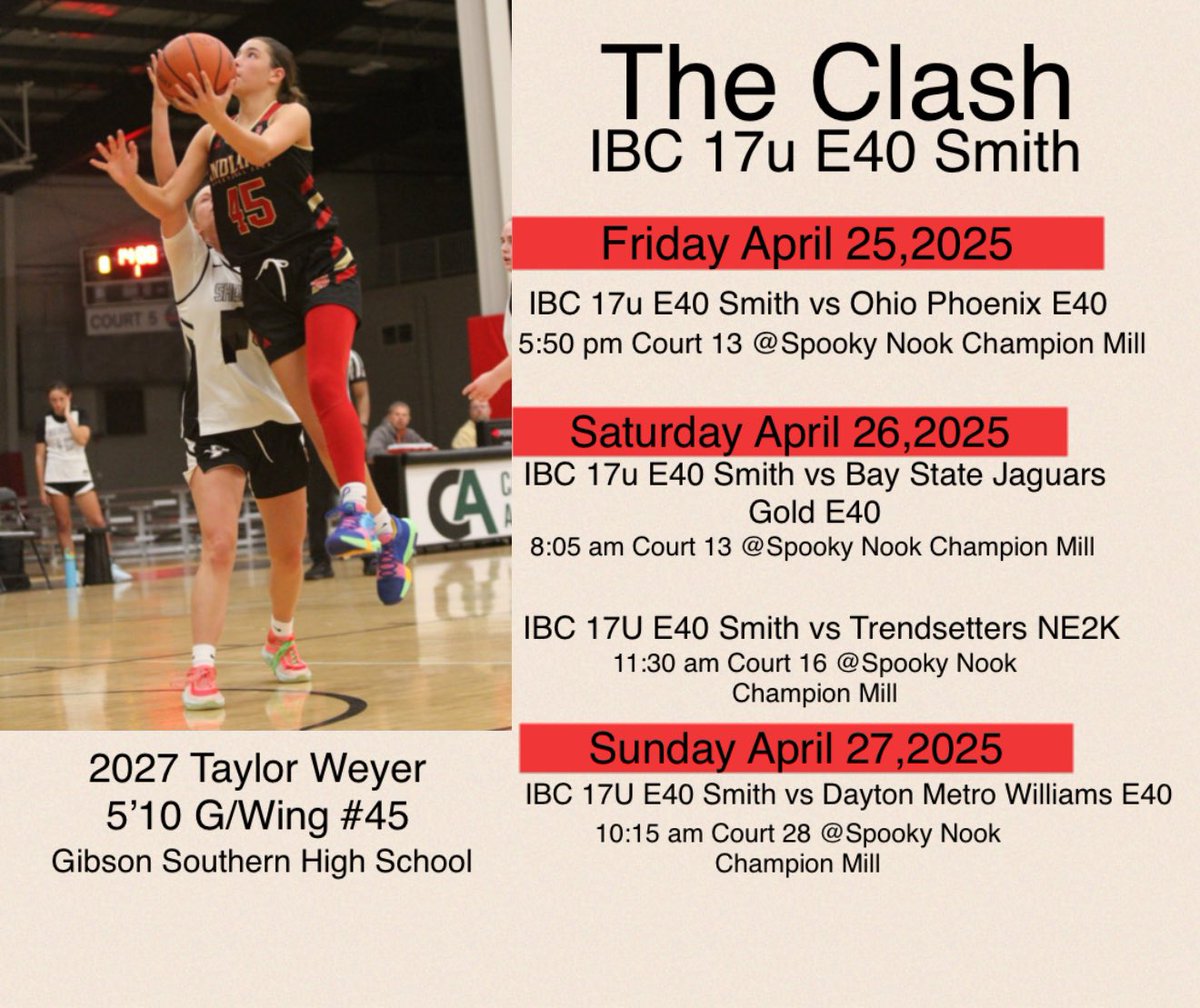 Taylor Weyer (@tweyer00) on Twitter photo Can’t wait for the first live period of the season! Come check out me and my team! <a href="/IBC17UE40/">Indiana Basketball Club 17U E40</a> <a href="/IBCWBB/">Indiana Basketball Club</a> Can’t wait for the first live period of the season! Come check out me and my team! <a href="/IBC17UE40/">Indiana Basketball Club 17U E40</a> <a href="/IBCWBB/">Indiana Basketball Club</a>