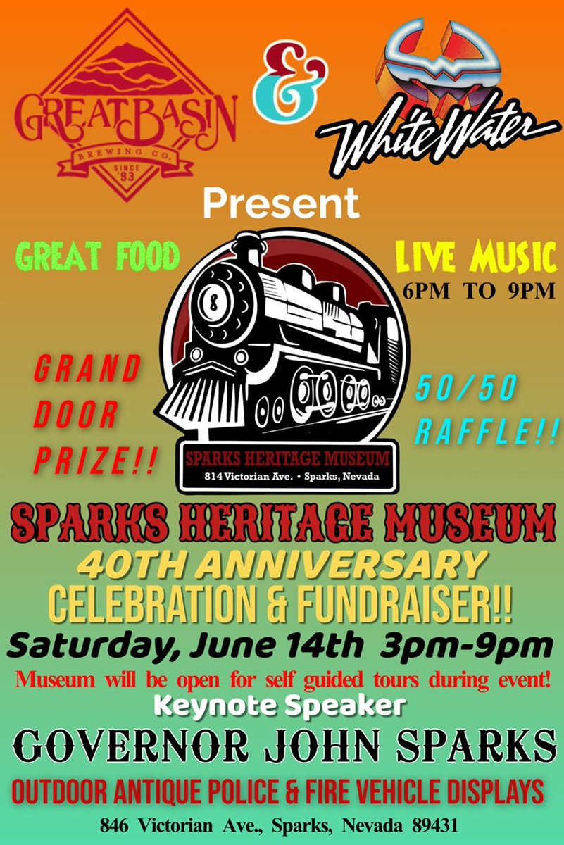We’re excited to announce that Governor John Sparks will be at the Sparks Heritage Museum’s 40th Anniversary!

(Not the real one died in 1908 but he’s making a historic comeback in full character!) 

June 14th 3–9 PM
Explore the train + Glendale Schoolhouse 🚂

#SparksProud