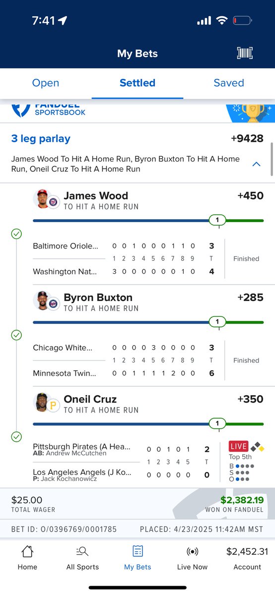 havenoeth's tweet photo. 11 grand up this season off of 75$ I love @MLBHR https://t.co/EzMKWYSGEG