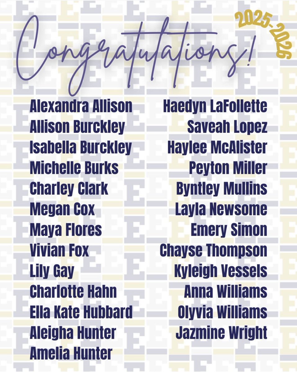 etowncheer's tweet photo. 🐾 📣 Congrats to our 2025-2026 Elizabethtown High School Cheer Team!! GO BIG E!!

@EtownKySchools 
@EtownHighSchool https://t.co/EHhohcRswa
