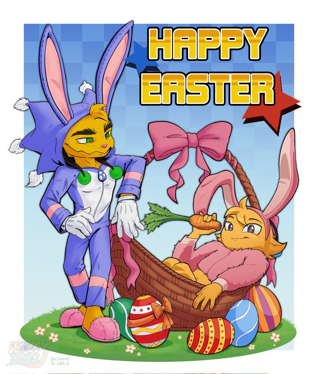 comet_ICARUS's tweet image. Something interesting has happened! Now we know that Easter is a little later for the Moon than it is on Earth... or Fark has long agreed to try on a rabbit's nose and ears, we'll never know 😁
Thank you for the cutest and coolest collab @nowykowski 💛💛
#STEJ #Spark