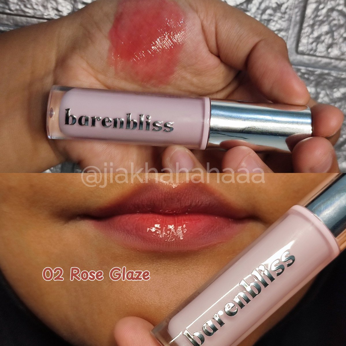 jiakhahahaaa's tweet photo. Disini aku punya shade no 02 Rose Glaze dan 06 Garnet Crush. Kalian bisa liat swatch-nya aku taro di tangan & bibir biar lebih real🥰
Keliatan kan kalau Finish-nya tuh bikin glossy dan gak lengket sama sekali✨