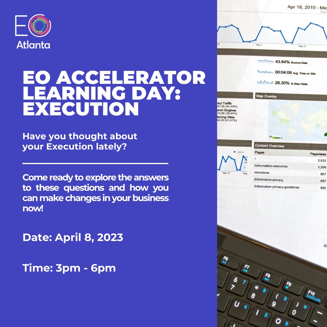 Have you thought about your Execution lately?

Come ready to explore the answers to these questions and how you can make changes in your business now!

Register here:
eoatlanta.co