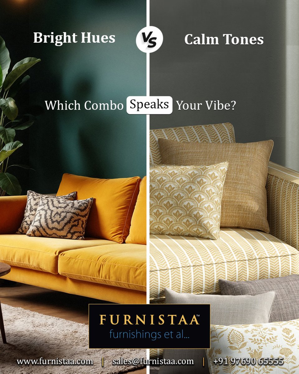 furnistaa's tweet photo. Your home, your vibe — bold or balanced?
Some of us love the drama of deep colours and contrast, while others find comfort in soft, earthy neutrals.

Explore now: https://t.co/G9Ttg4tiXZ

#furnistaa #brightvscalm #pickyourvibe #beautifuldesign #fabricstore #furnishingfabrics https://t.co/c06VPnpHxy