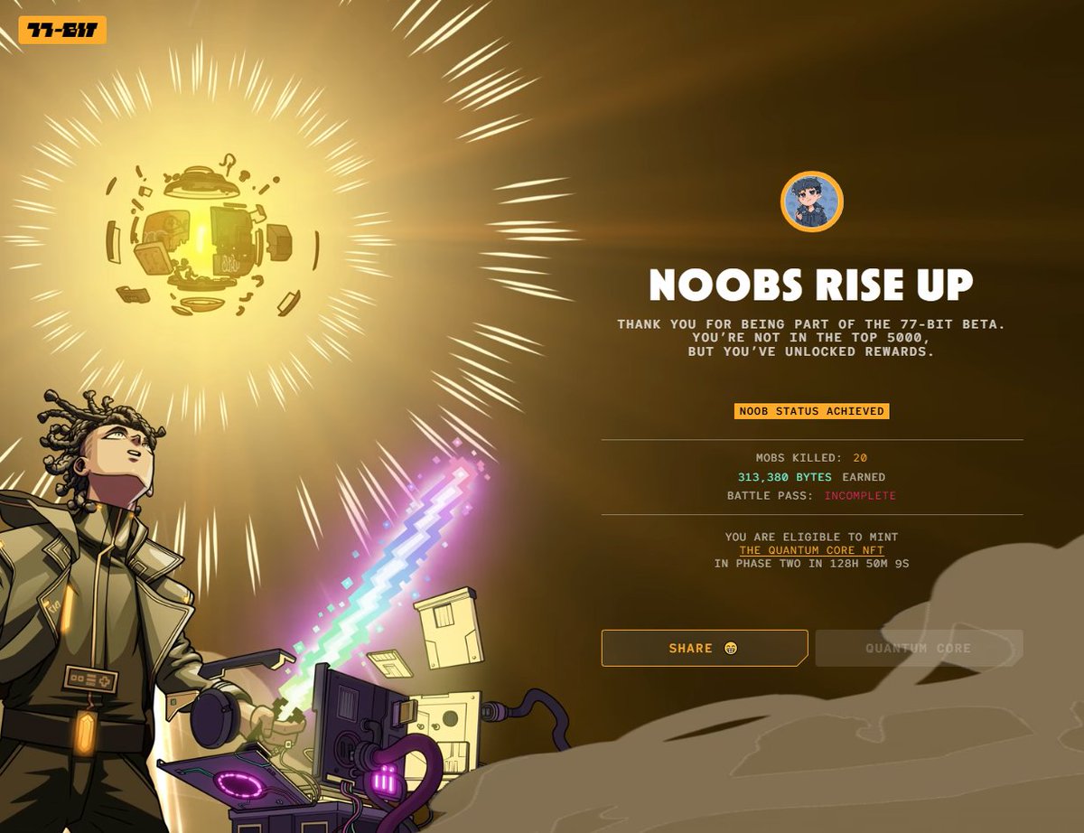 I’m “noob”, and I will mint the quantum core to convert my bytes to ████