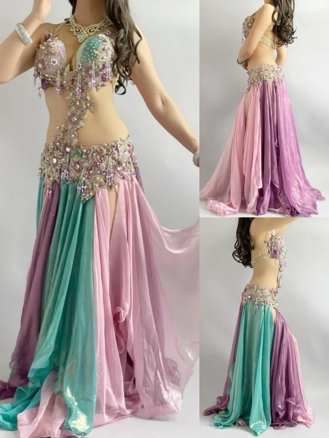 Hanan ベリーダンス衣装 サーモンピンク新品