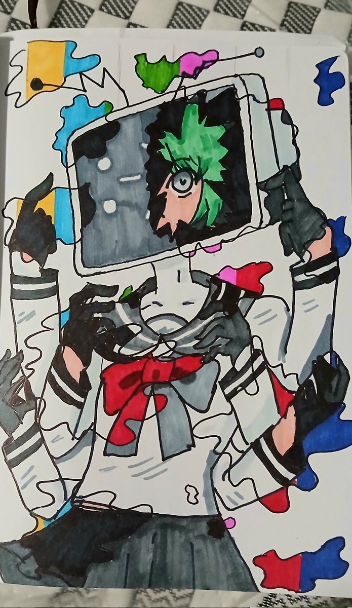 Felt creative and decided to do something unique while drawing fanart of Crusher-P's Song 'ECHO' featuring GUMI. 📺⬛️⬜️🌈
#VOCALOID #GUMI