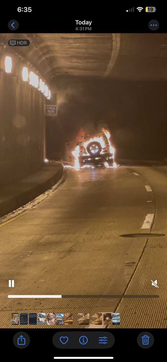 TheRealJayR_'s tweet photo. I was the last car to come up on on the jeep on fire in the #CaldecottTunnel today.
Things got wild in there for almost 30 minutes while we were stuck behind it!
#ktvu #kcbs #kgo #abcnews #bayarea #kpix https://t.co/QZMsFi7lTr