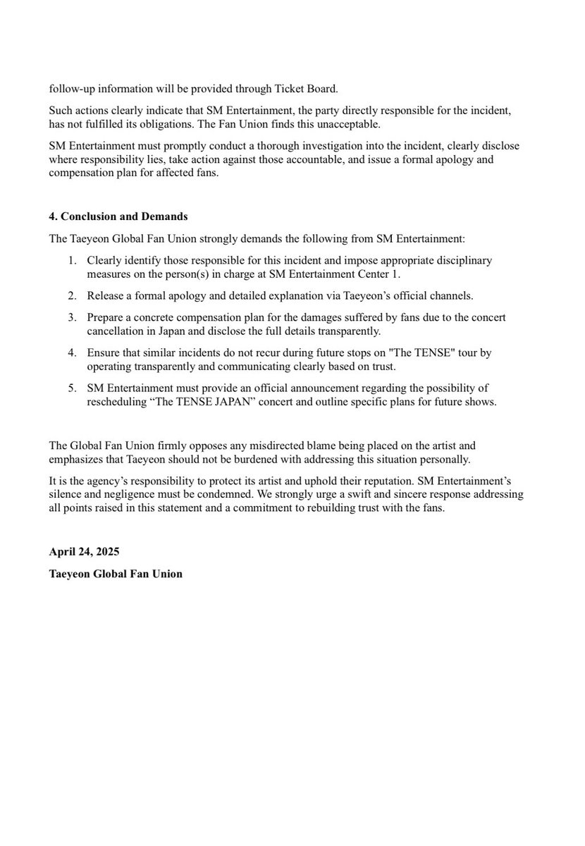 [🚨] 🌎📢 TAEYEON GLOBAL FAN UNION

Urging Feedback &amp; Compensation re: Cancellation of Taeyeon's Concert- 'The Tense in Japan'

PLEASE HELP RT‼️

#에스엠1센터책임져
#ActNowSMCenter1  
#TAEYEON_TheTENSE_JAPAN

<a href="/TAEYEONsmtown/">TAEYEON Official</a> <a href="/SMTOWNGLOBAL/">SMTOWN</a> 
<a href="/gg_official_jp/">少女時代 JAPAN OFFICIAL</a> <a href="/GirlsGeneration/">Girls' Generation</a> 👇