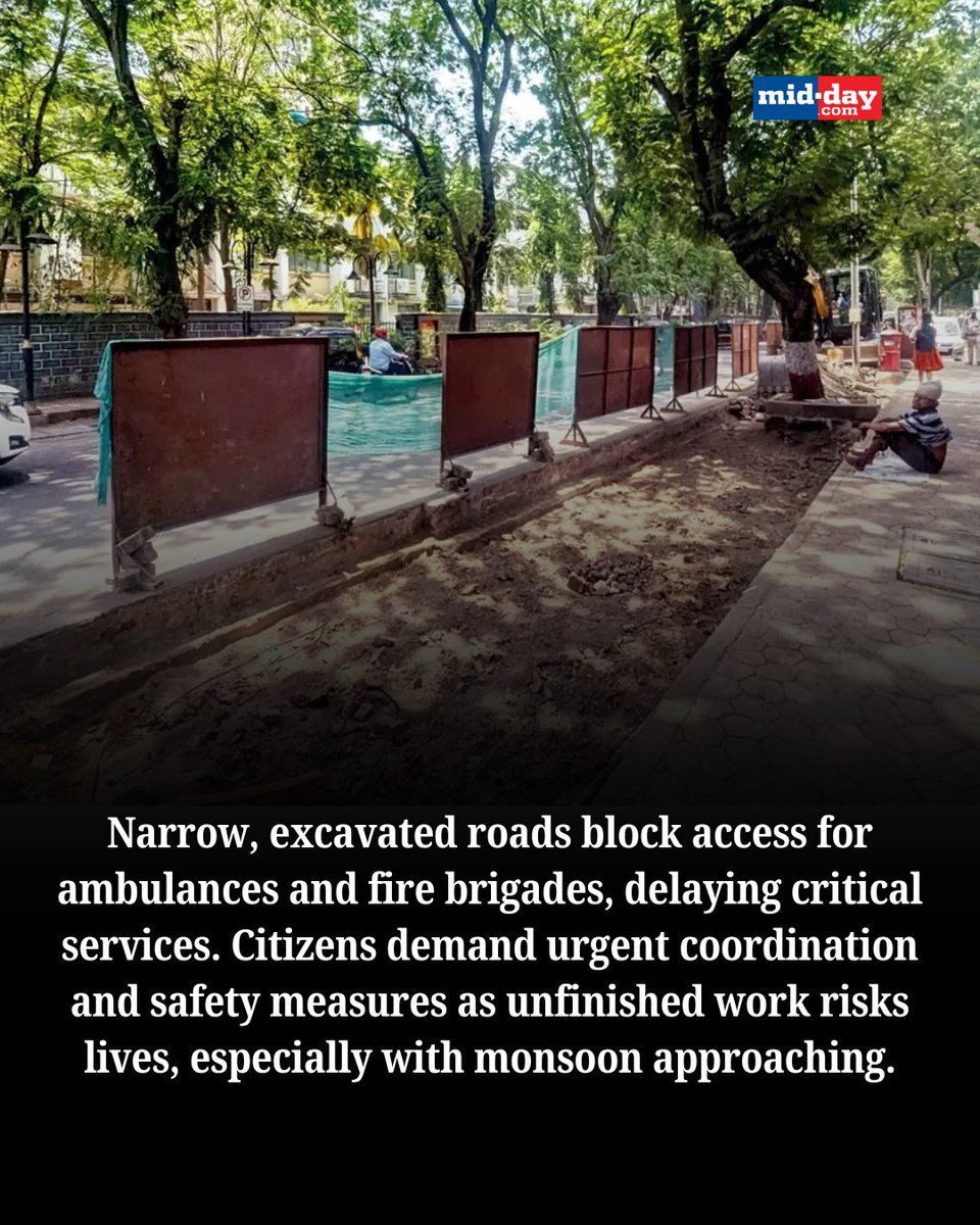 mid_day's tweet photo. Haphazard road work across the city has left areas nearly unreachable in emergencies, risking lives and frustrating citizens. Residents speak out on how poorly planned digging is compromising their safety.
https://t.co/DFalYzcFrh
#MumbaiRoads #EmergencyAccess #CivicNegligence https://t.co/CdfEh0q7F1