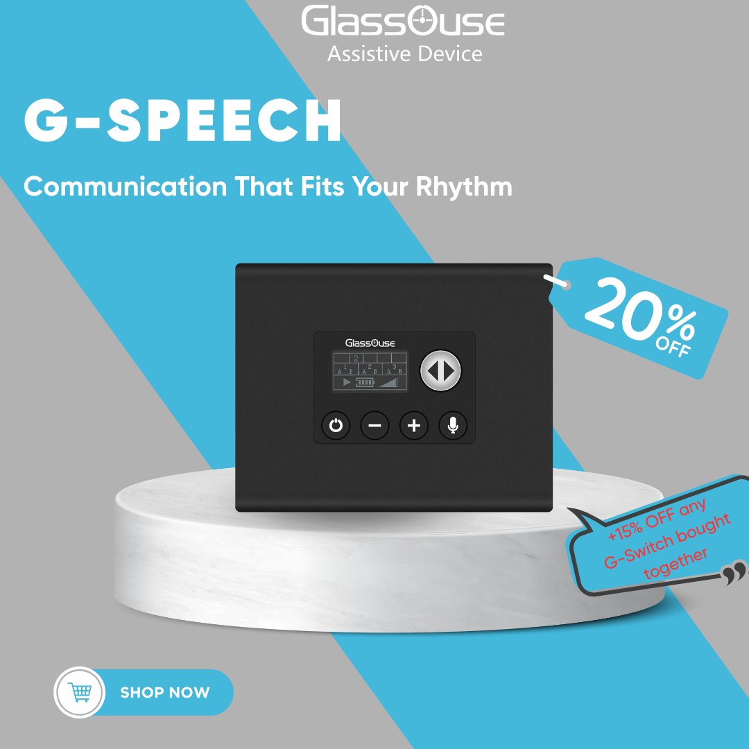 🎉 It’s official! The GlassOuse G-Speech is NOW LIVE! 🎉
✨ Launch Special: Get 20% OFF the G-Speech voice recorder — now only $99!

Plus, enjoy an extra 15% OFF any G-Switch when purchased together — perfect for an all-in-one assistive experience! ✨

#AssistiveTech #AACDevice