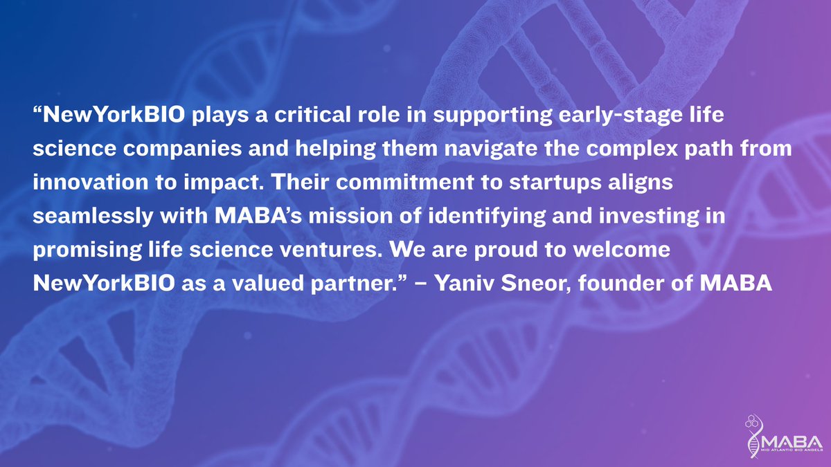 BioAngelsGroup's tweet image. Exciting news: MABA is partnering with @newyorkbio to support early-stage life science innovation across New York! 

Together, we’ll drive investment, support startups, and strengthen the ecosystem. 

bioangels.net/press-news/mid…

#lifesciences #startups #angelinvesting