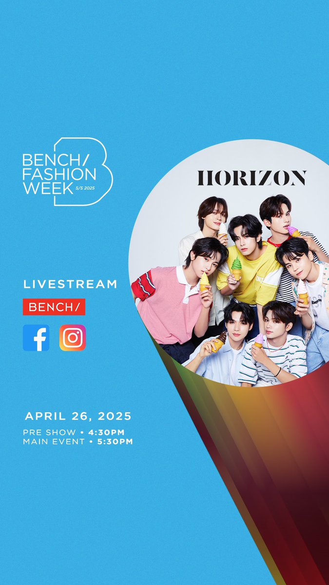<a href="/HORI7ONofficial/">HORI7ONofficial</a> is set to bring their global presence to the fashion scene! Stream it live and be part of the moment.

📅 April 26, 2025
⏰ Preshow 4:30PM | Main Event 5:30PM
📍Streaming on Facebook and Instagram

#BENCHFashionWeek
#BFWSS2025