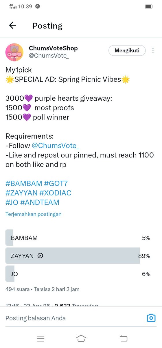 IntanMSNS78's tweet photo. @ChumsVote_ #ZAYYAN #XODIAC https://t.co/p71L2V835B