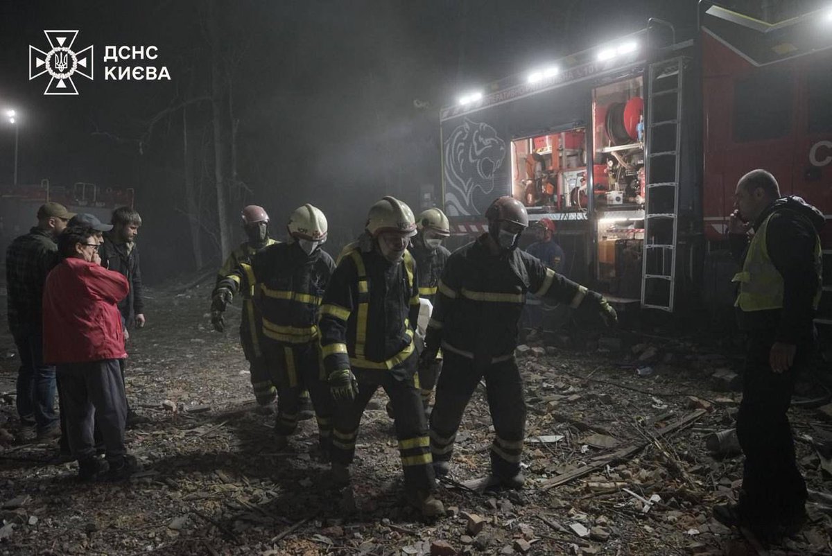 OMarkarova's tweet photo. My Kyiv 💔 terroristic Russia launched a massive attack on Kyiv. At least 9 people killed, 63 injured, 42 hospitalized (including 6 children). Residential buildings hit and fires broke out. Rescue teams are working through debris in five districts of the capital. Pure evil. https://t.co/LgJ0h3BIn4
