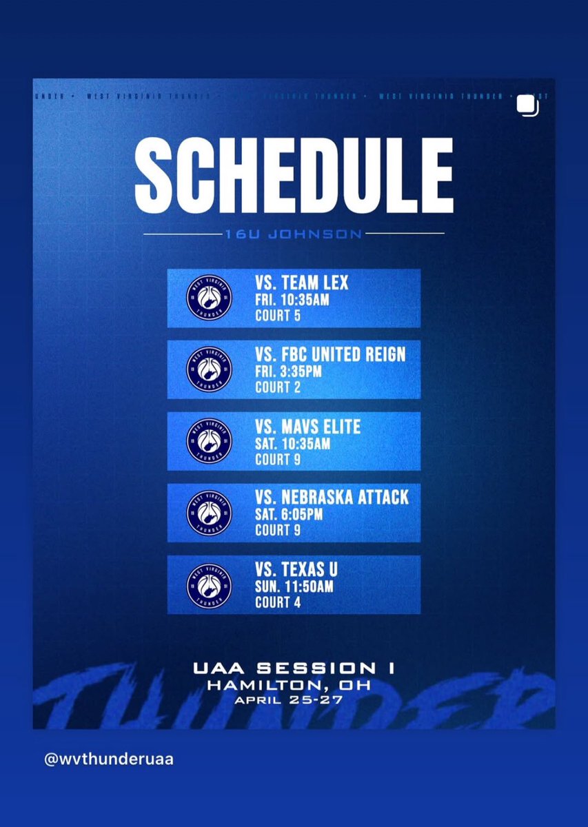 📍Hamilton, OH 
  -   UAA SESSION 1 <a href="/WVThunderUAA/">West Virginia Thunder UAA</a>