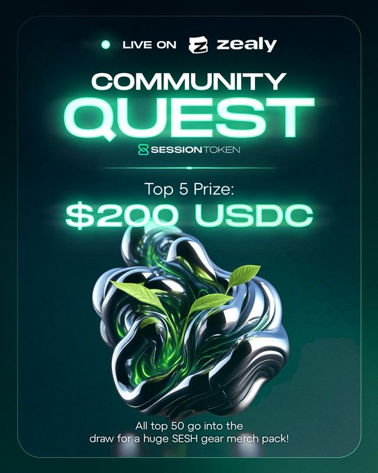 Session's Zealy $SESH is well underway!

🏆 Big prizes if you make the top 50
🎽 Weekly prizes for sprints
🌐 Help grow the Session community

Join the $SESH → zealy.io/cw/sessiontoke…