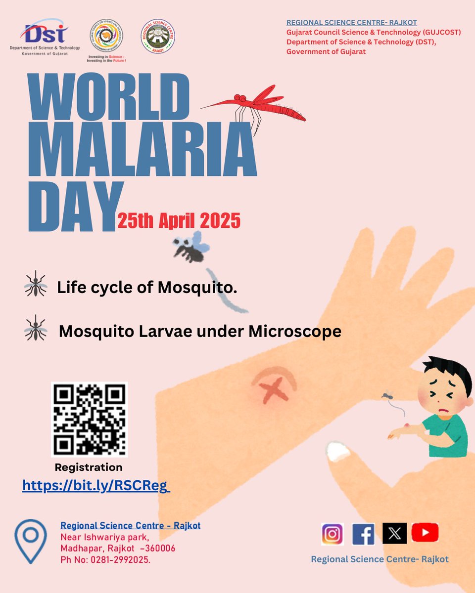 RSCRajkot's tweet image. "Join us for #WorldMalariaDay on April 25! @RSCRajkot presents interactive activities: Life Cycle of Mosquito &amp;amp; #Mosquito Larvae under #Microscope! Register now &amp;amp; let's fight malaria together! #WorldMalariaDay #MalariaPrevention #RSCRajkot"