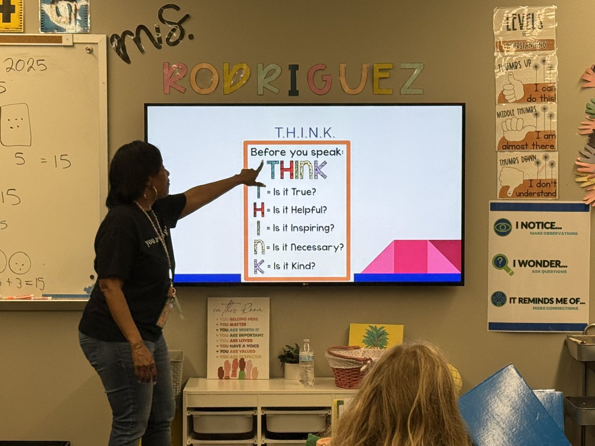 KRodriguez_GE's tweet photo. Thank you to @MrsJean_GE for stopping by our classroom today and giving us a great lesson on social awareness and empathy. She spoke to us about how our words can be powerful and that we should T.H.I.N.K. before we speak. @HumbleISD_GE https://t.co/UEtXdzFrLs