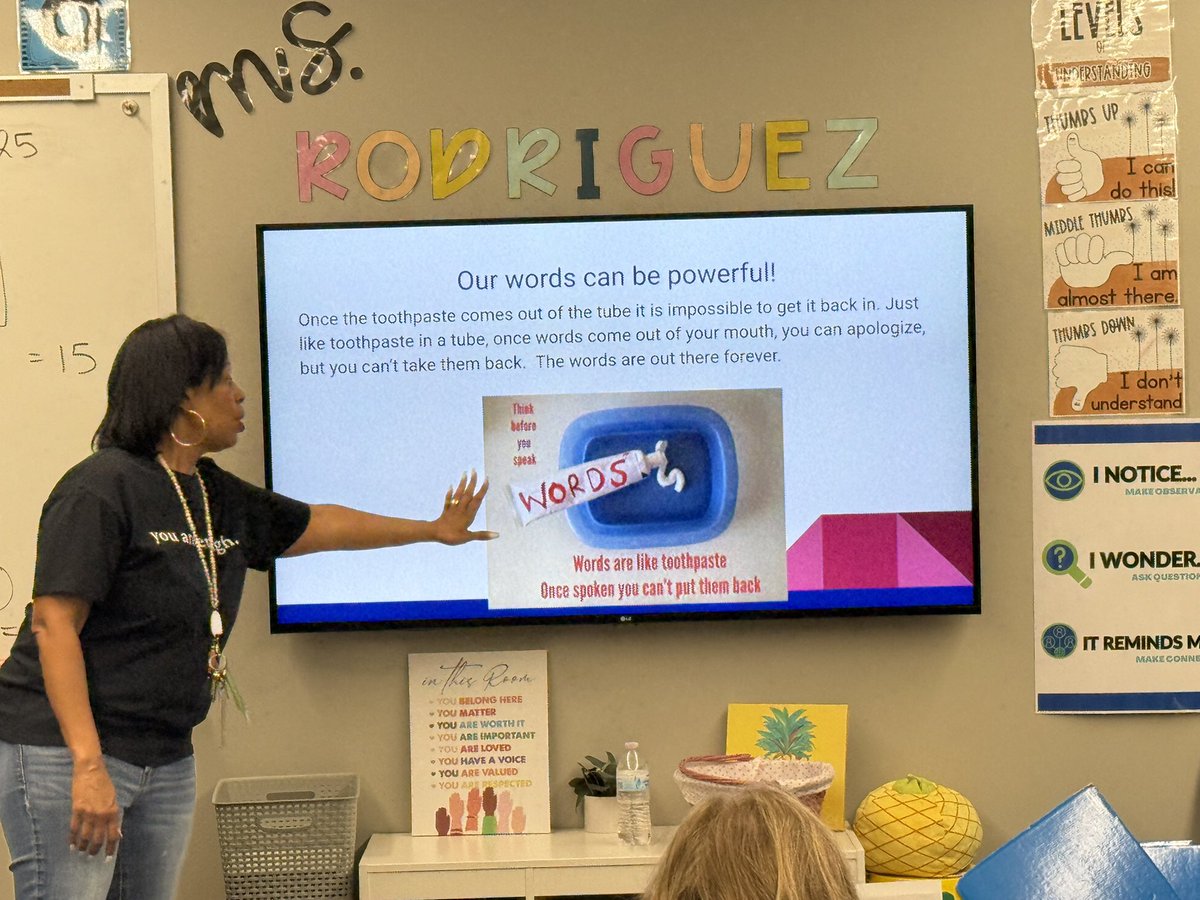 KRodriguez_GE's tweet photo. Thank you to @MrsJean_GE for stopping by our classroom today and giving us a great lesson on social awareness and empathy. She spoke to us about how our words can be powerful and that we should T.H.I.N.K. before we speak. @HumbleISD_GE https://t.co/UEtXdzFrLs