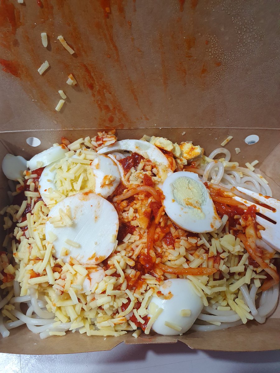 Jollibee spaghetti with egg. (I just added the eggs)