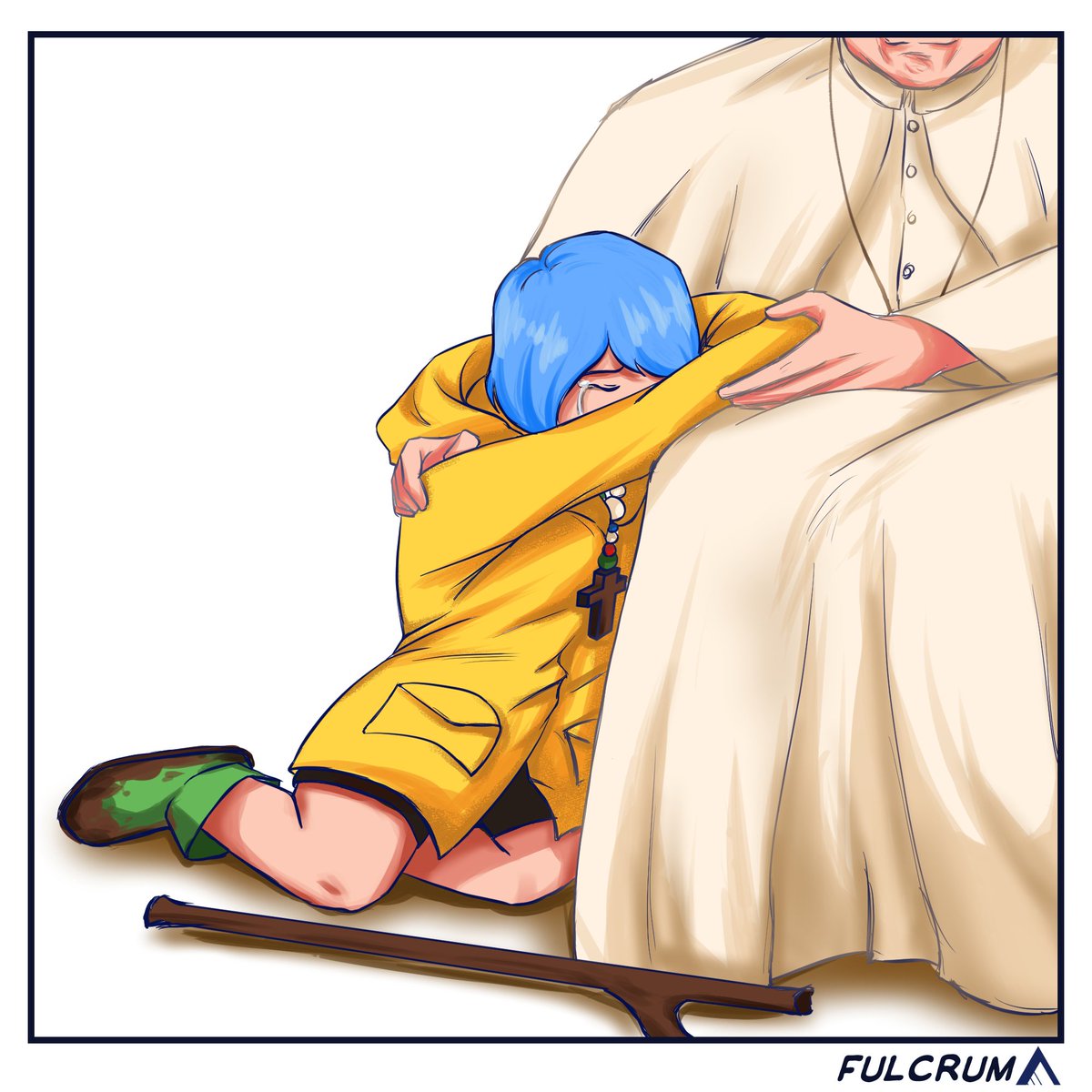 pitfulcrum's tweet photo. "𝐁𝐞𝐧𝐞 𝐐𝐮𝐢𝐞𝐬𝐜𝐚𝐧𝐭, 𝐏𝐚𝐩𝐚 𝐅𝐫𝐚𝐧𝐜𝐢𝐬𝐜𝐮𝐬"
_
Cartoon by Ina Thea Mercado | Fulcrum https://t.co/aJT8liqeos