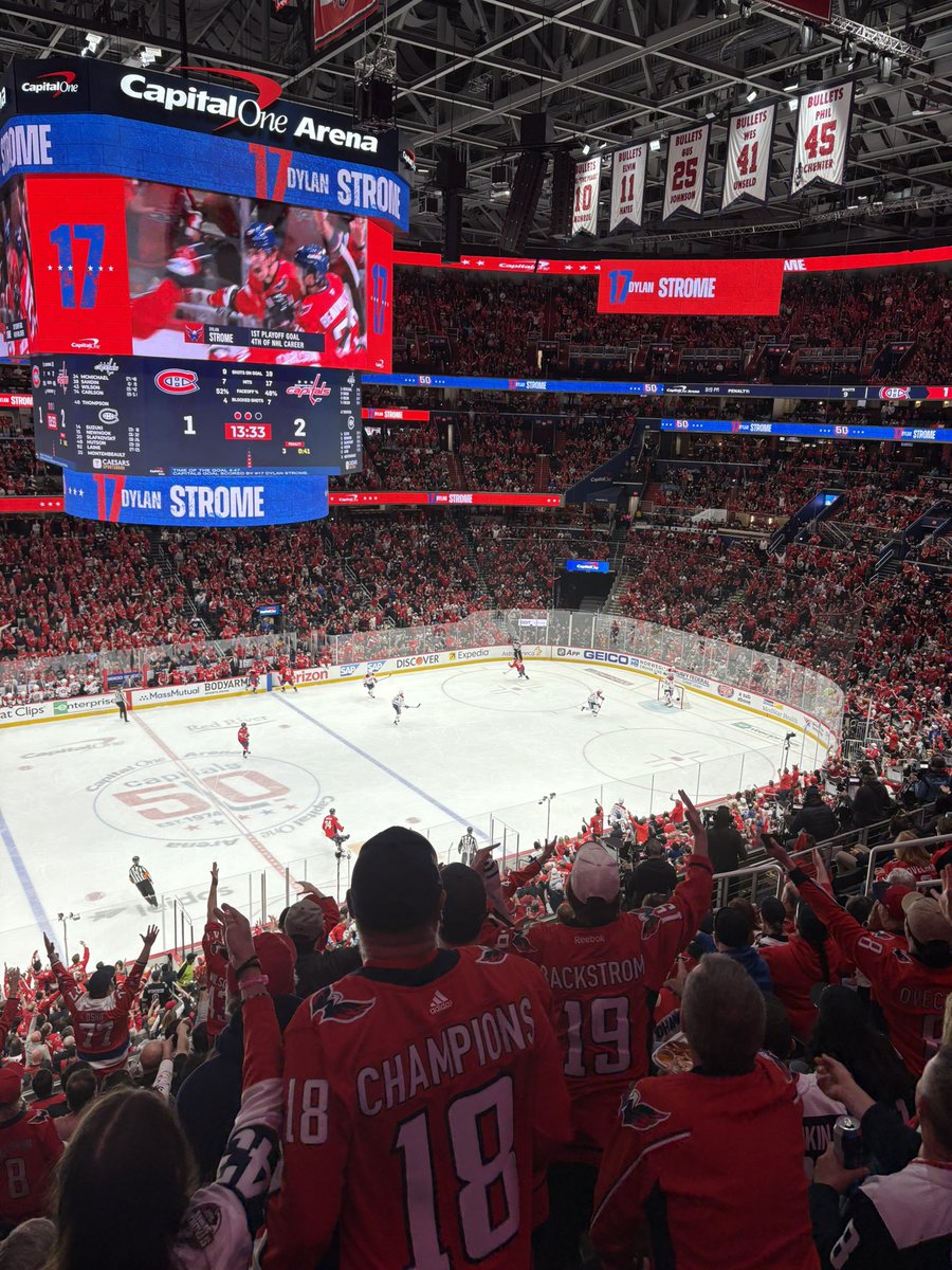CASchoenthaler's tweet photo. Nothing like playoff hockey and Capital One was buzzing tonight - let’s go Caps!! https://t.co/FdANNO4ed5