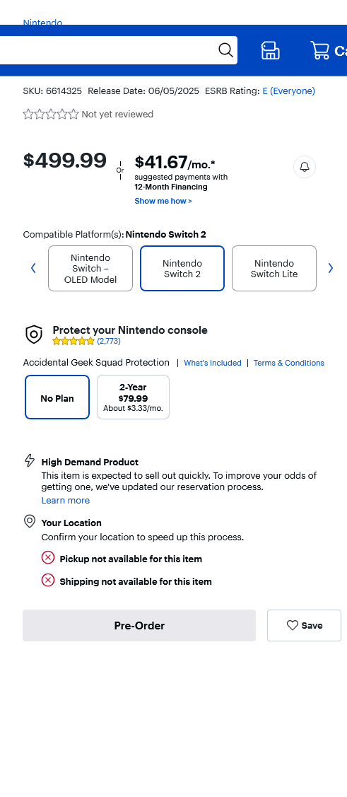 PCCustomZombies's tweet photo. Nintendo Switch 2 BEST BUY is live #NintendoSwitch2 https://t.co/gzctDw601j